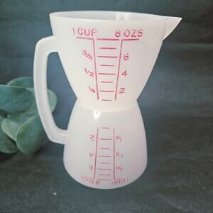 Vintage Tupperware Wet / Dry Double Measuring Cup 8 oz 1 Cup 2 Sided Hourglass